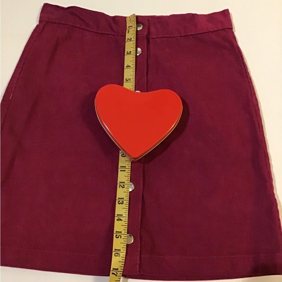 Maroon wine cranberry snap up corduroy mini skirt size L - Picture 7 of 14